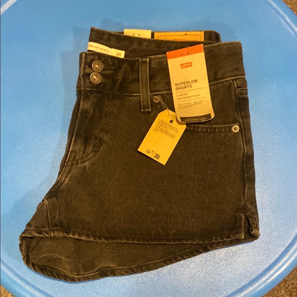 Levi's Charcoal Denim Superlow Shorts